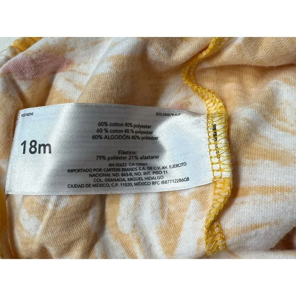 Carters Baby Girl Skirted Rompers Set of 2~Sz 18M~Yellow Floral/Pink Fade L15 02